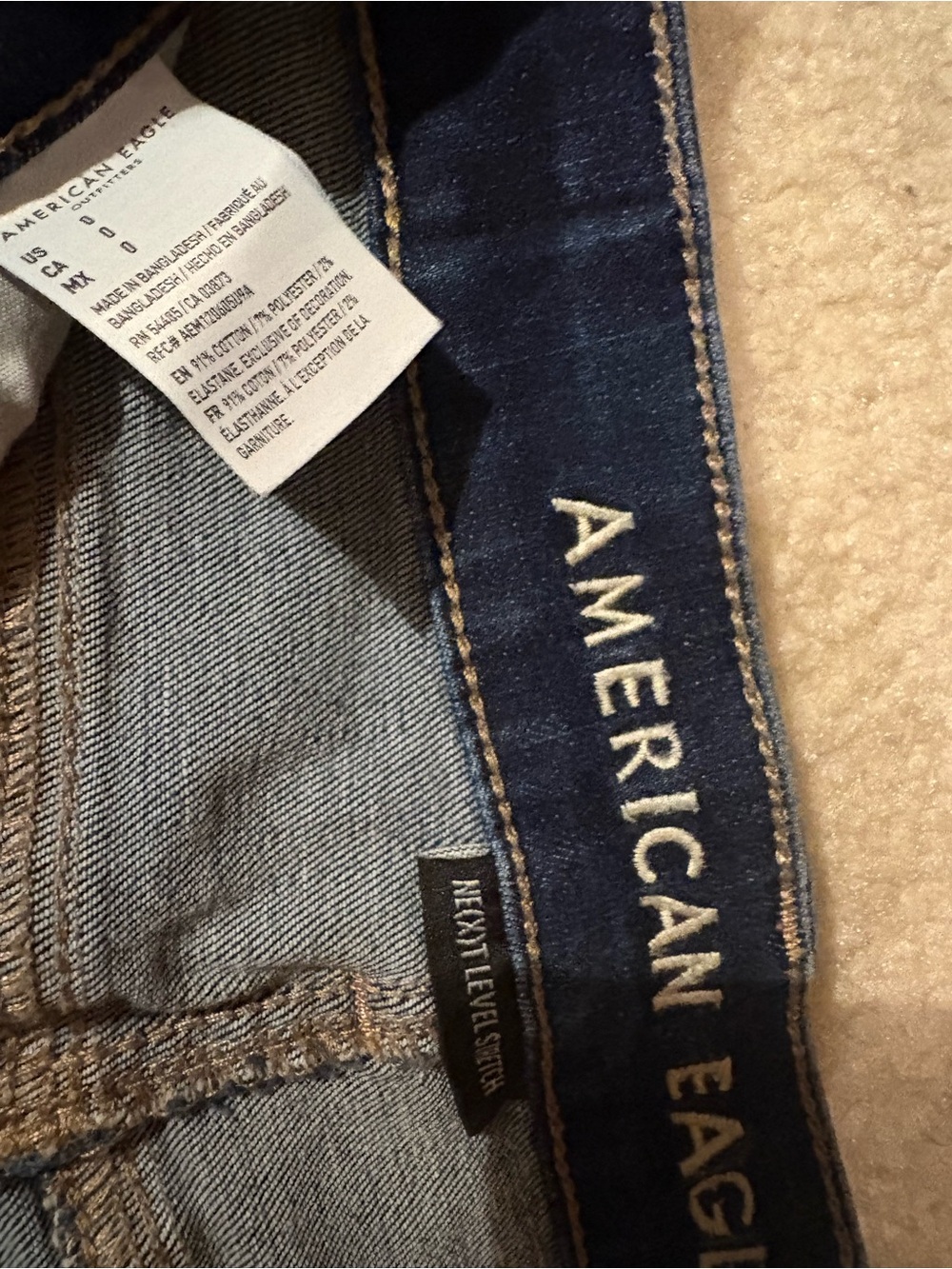 American Eagle Outfitters Dark Indigo Frayed Hem Denim Shorts - Picture 2 of 3